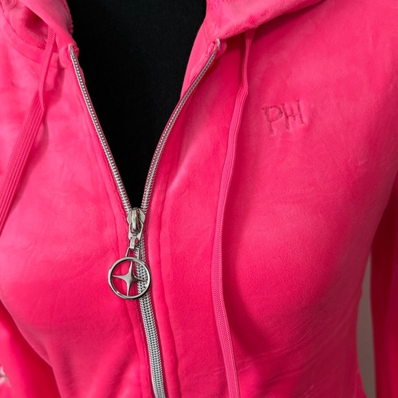 Paris Hilton Pink Hooded Jacket with Star Sleeve Detail - Picture 2 of 5
